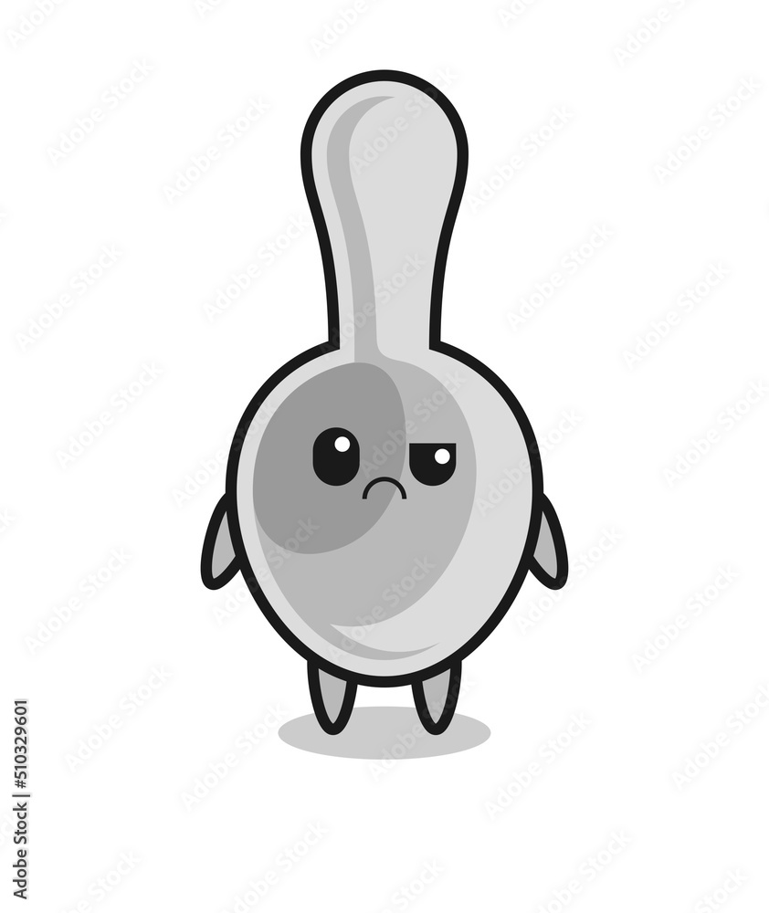 the mascot of the spoon with sceptical face the mascot of the spoon with sceptical face