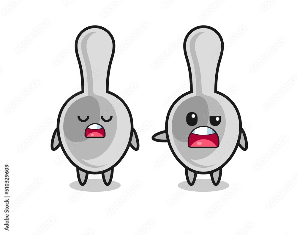 illustration of the argue between two cute spoon characters illustration of the argue between two cute spoon characters