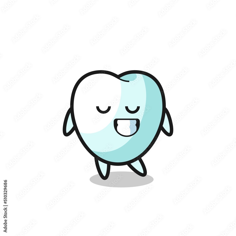 Naklejka premium tooth cartoon illustration with a shy expression