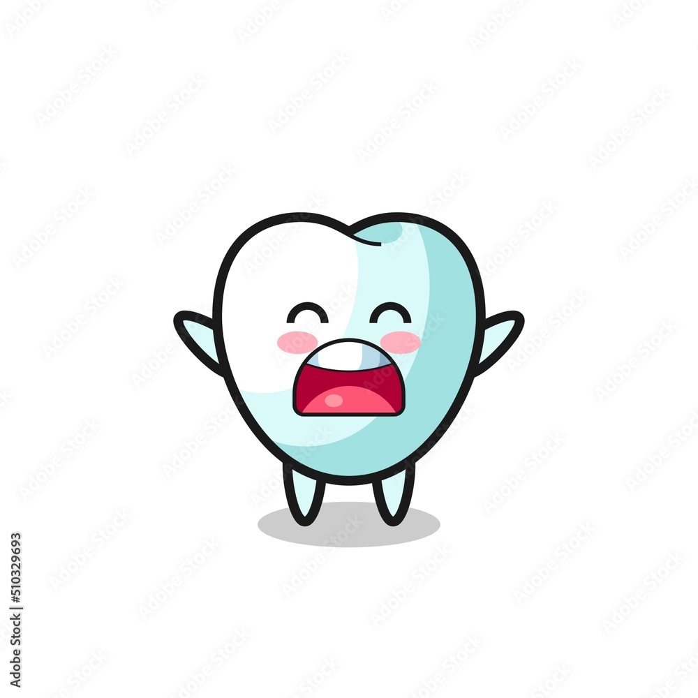 cute tooth mascot with a yawn expression cute tooth mascot with a yawn expression