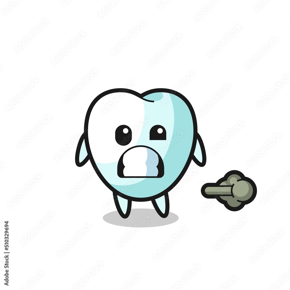 the illustration of the tooth cartoon doing fart the illustration of the tooth cartoon doing fart