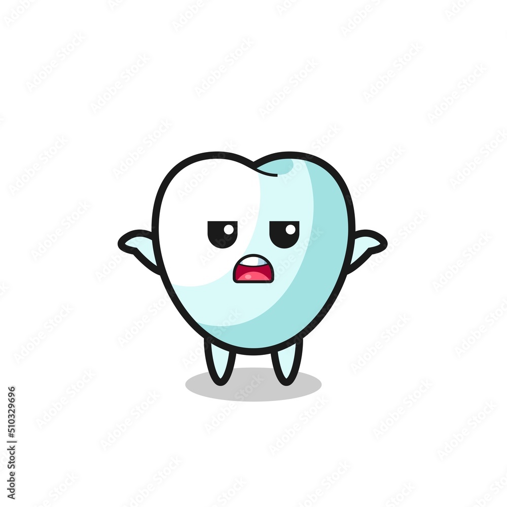 tooth mascot character saying I do not know