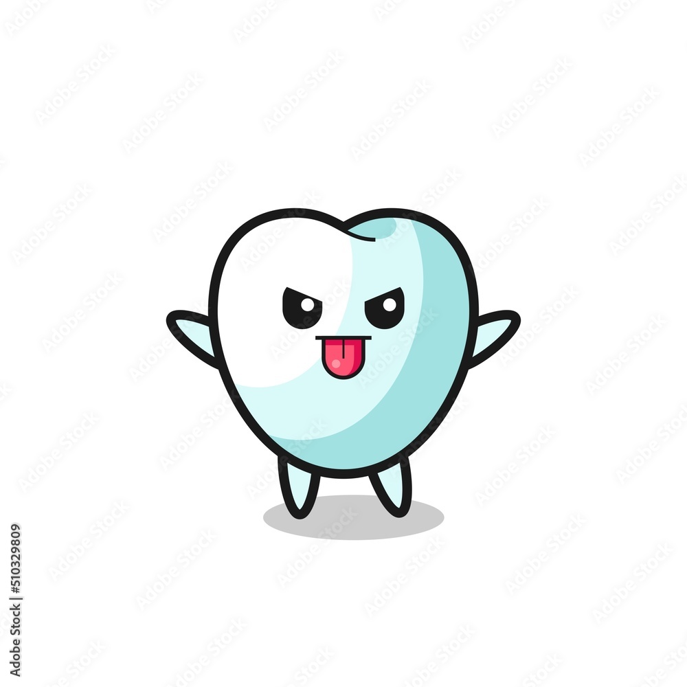 naughty tooth character in mocking pose