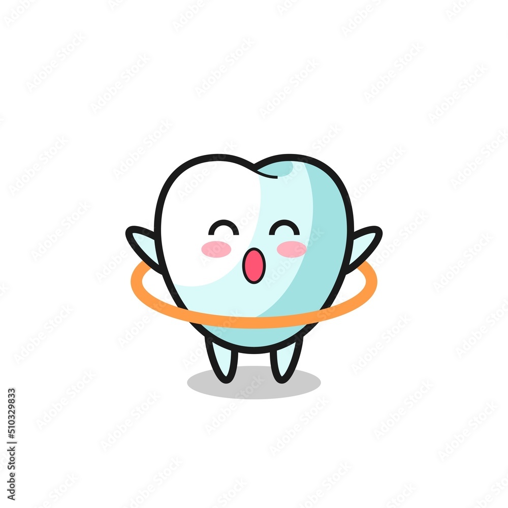 cute tooth cartoon is playing hula hoop cute tooth cartoon is playing hula hoop
