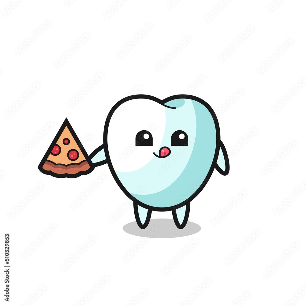 cute tooth cartoon eating pizza cute tooth cartoon eating pizza