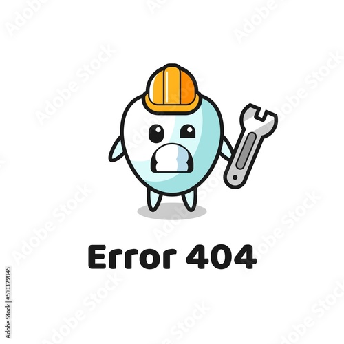 error 404 with the cute tooth mascot