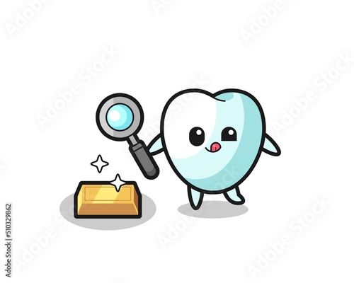 tooth character is checking the authenticity of the gold bullion