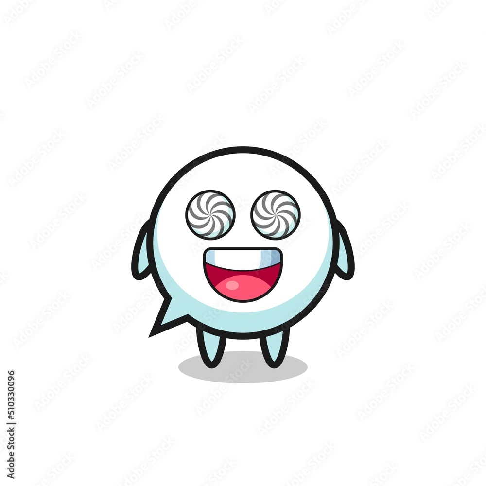 cute speech bubble character with hypnotized eyes cute speech bubble character with hypnotized eyes