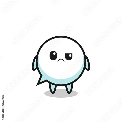 the mascot of the speech bubble with sceptical face