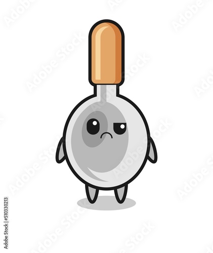 the mascot of the cooking spoon with sceptical face