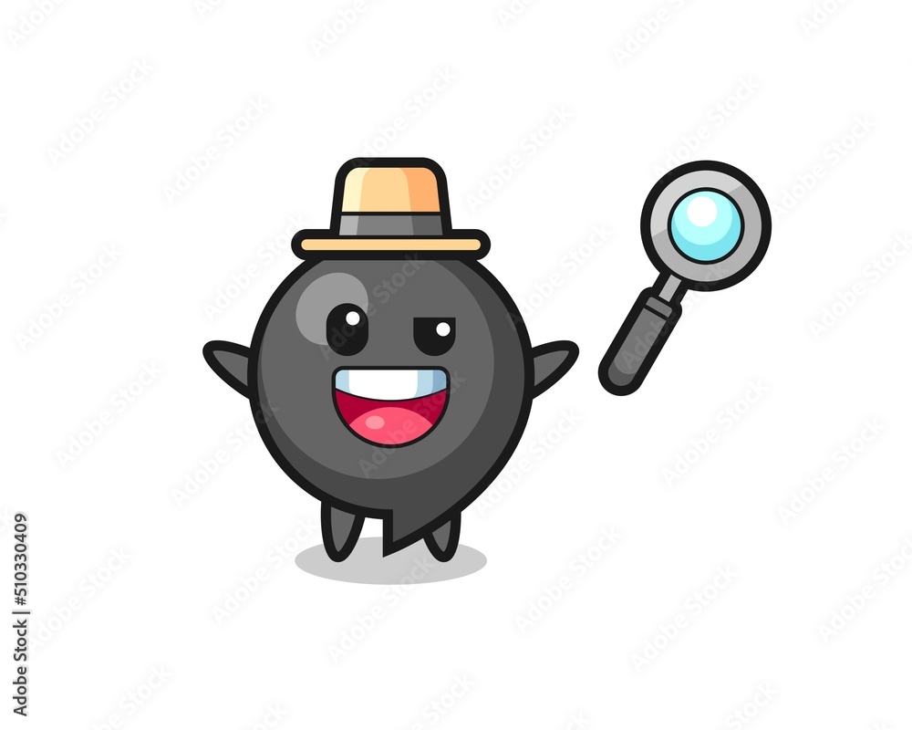 Fototapeta premium illustration of the comma symbol mascot as a detective who manages to solve a case