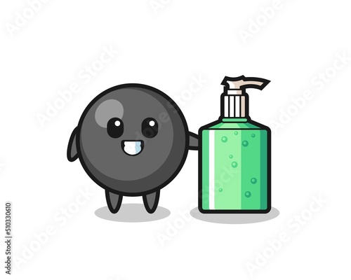 cute dot symbol cartoon with hand sanitizer