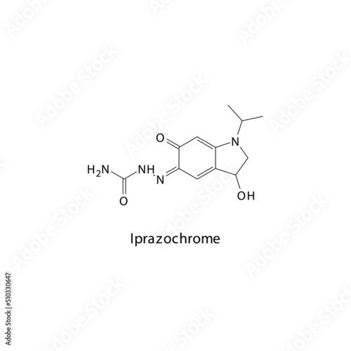 Iprazochrome molecule flat skeletal structure, Serotonin antagonist class drug used to treat migraine. Vector illustration. photo