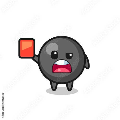 dot symbol cute mascot as referee giving a red card