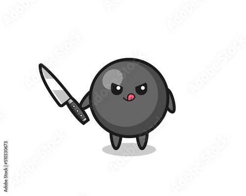cute dot symbol mascot as a psychopath holding a knife