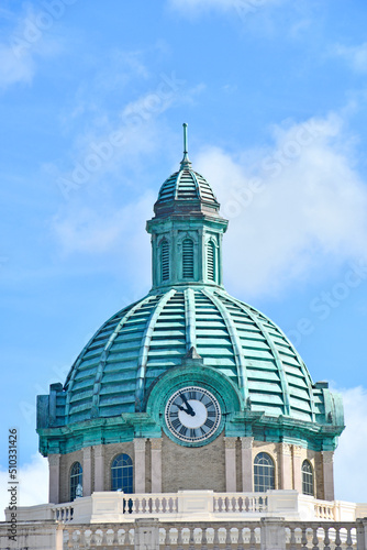 Cupola atop Historic Volusia County Courthouse with clock in Deland, Florida photo