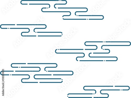 雲　和風　古風　天気　空　シンプル　青　破線