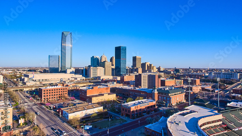 Fotografie Oklahoma City downtown skyline from drone
