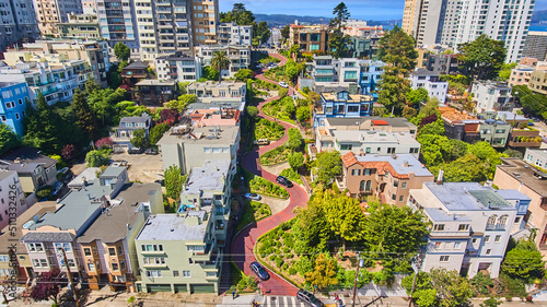 San Francisco stunning wavy Lombard Street from above