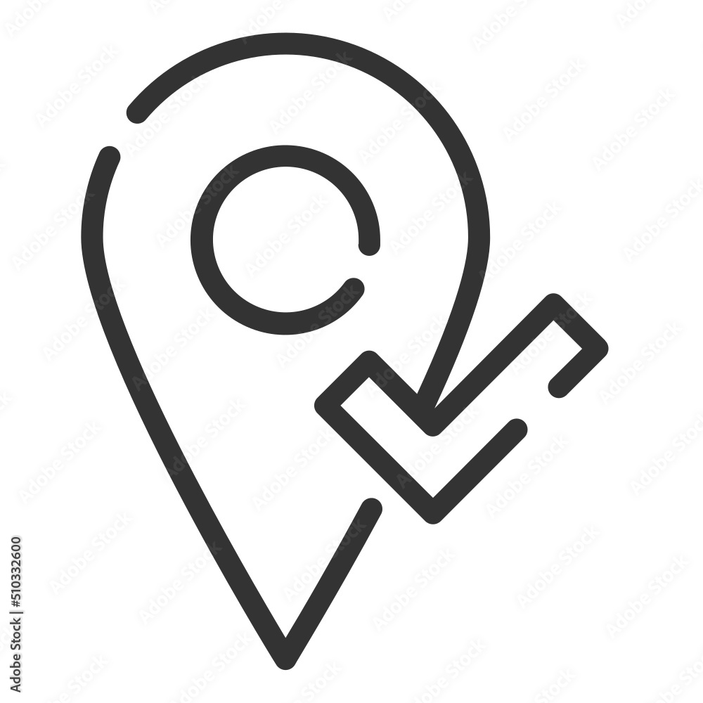 A location with check mark outline icon A location with check mark outline icon