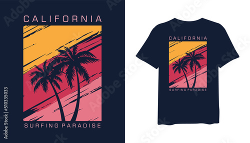 California t-shirt design. surfing t shirt design. t-shirt design vector for print. palm trees logo design vector illustration. quotes for t shirt