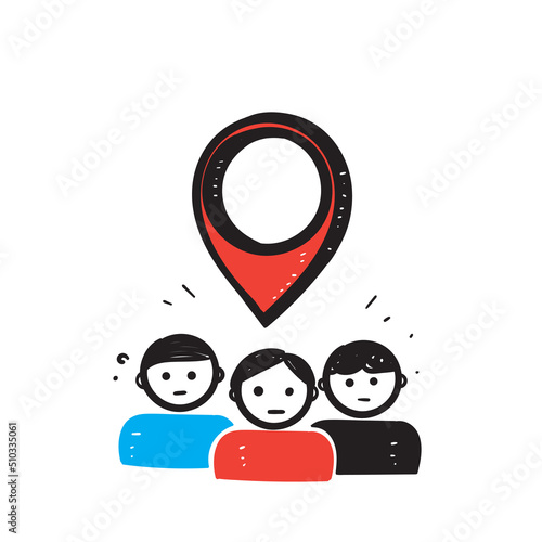 hand drawn doodle gather point icon illustration vector isolated