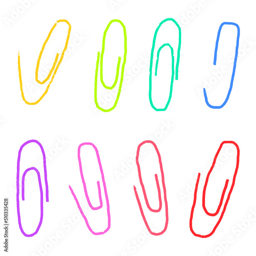 Paper clips set in doodle style, vector format