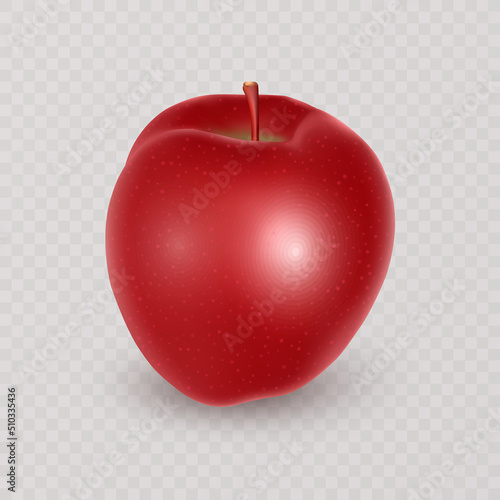 Red Apple Isolated on Transparent Background. Vector illustration