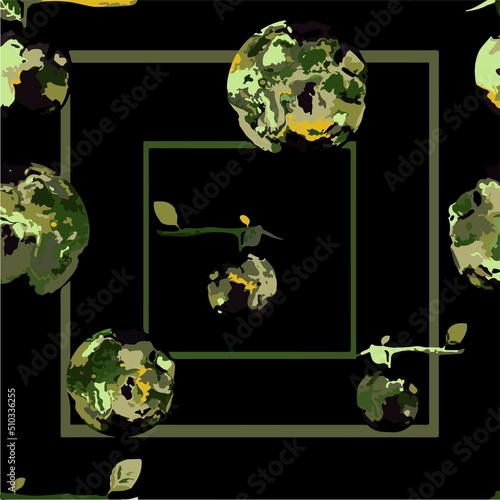 pattern fantasy fruit, moon on a branch, white background and geometry for your seamless design