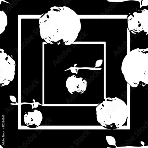 pattern fantasy fruit, moon on a branch, white background and geometry for your seamless design