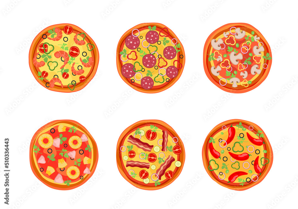 Pizza, pizza set on a white background, pepperoni, carbonara, italian pizza. Pizza, pizza set on a white background, pepperoni, carbonara, italian pizza.