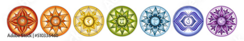 Seven Chakras symbols set