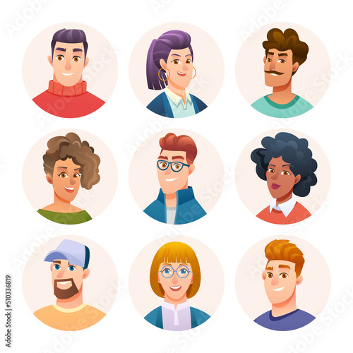 People avatar characters collection. Men and women avatars in cartoon style