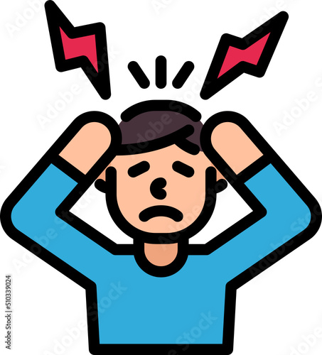 headache color outline icon