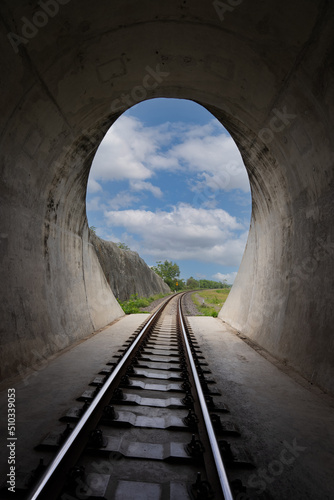 Railroad in Tunnel with Exit to