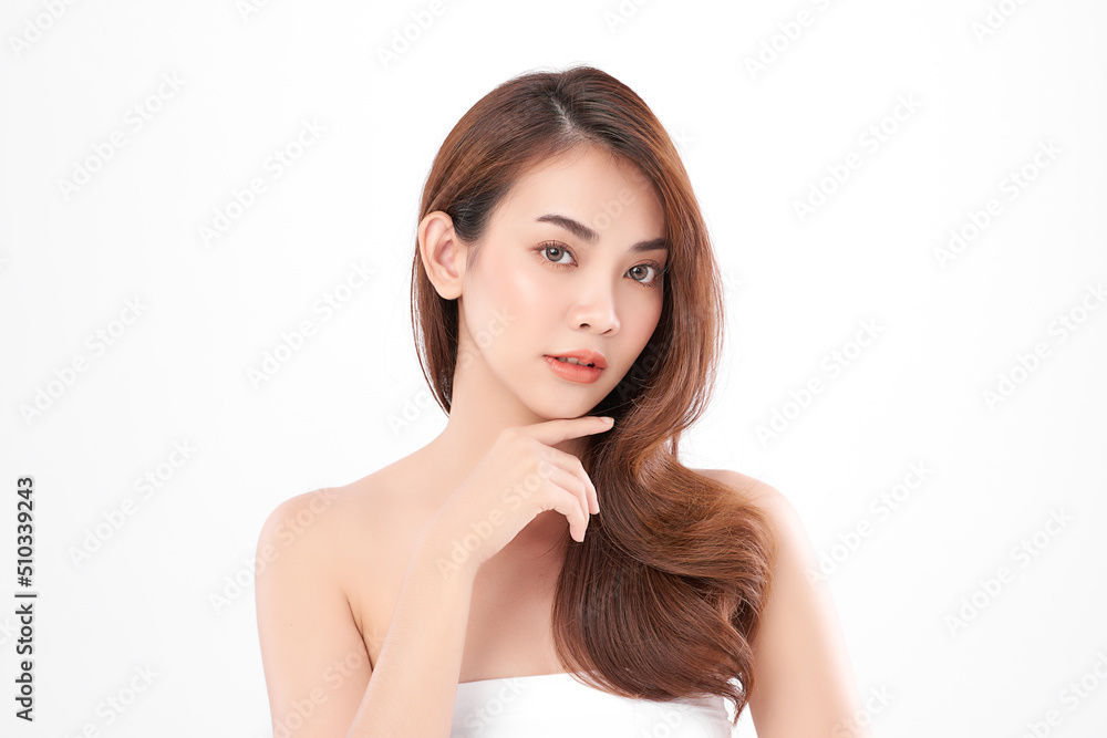 Beautiful young asian woman with clean fresh skin on white background, Face care, Facial treatment, Cosmetology, beauty and spa, Asian women portrait. Beautiful young asian woman with clean fresh skin on white background, Face care, Facial treatment, Cosmetology, beauty and spa, Asian women portrait.