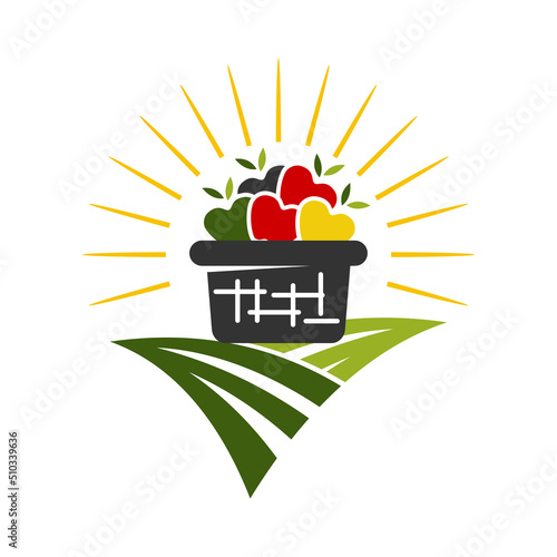 apple basket farm logo Icon Illustration Brand Identity