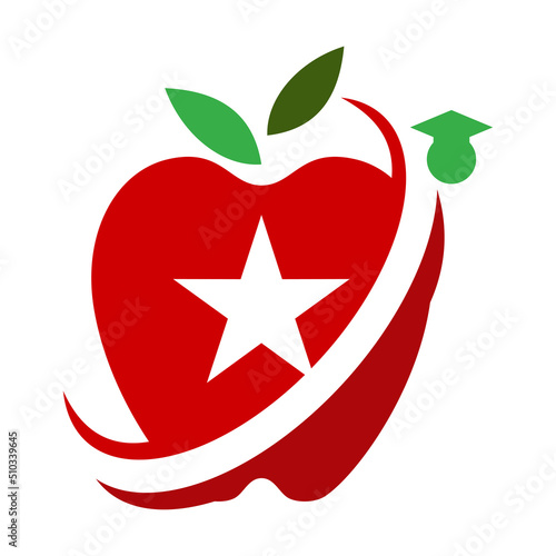 apple education hat graduation logo Icon Illustration Brand Identity