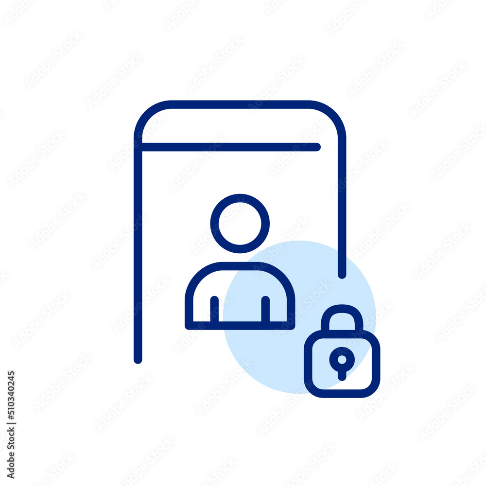 Secure profile smartphone login. Pixel perfect, editable stroke line art icon Secure profile smartphone login. Pixel perfect, editable stroke line art icon