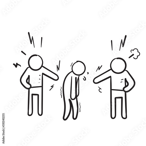 hand drawn doodle social bullying icon concept illustration vector