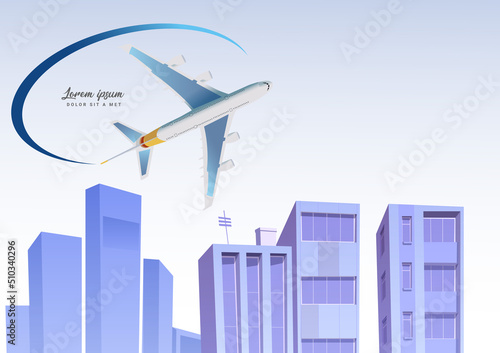 Model airplane on a blue background. Space for text. Travel concept.