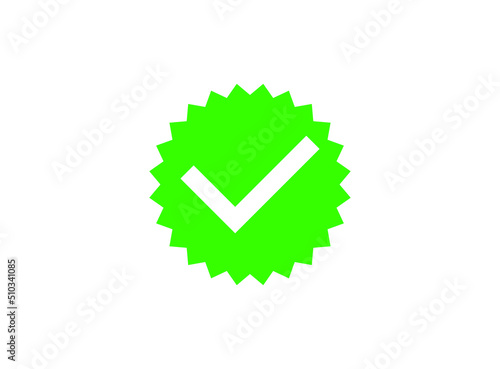 Check Mark vector icon in star badge. Symbol of approval.