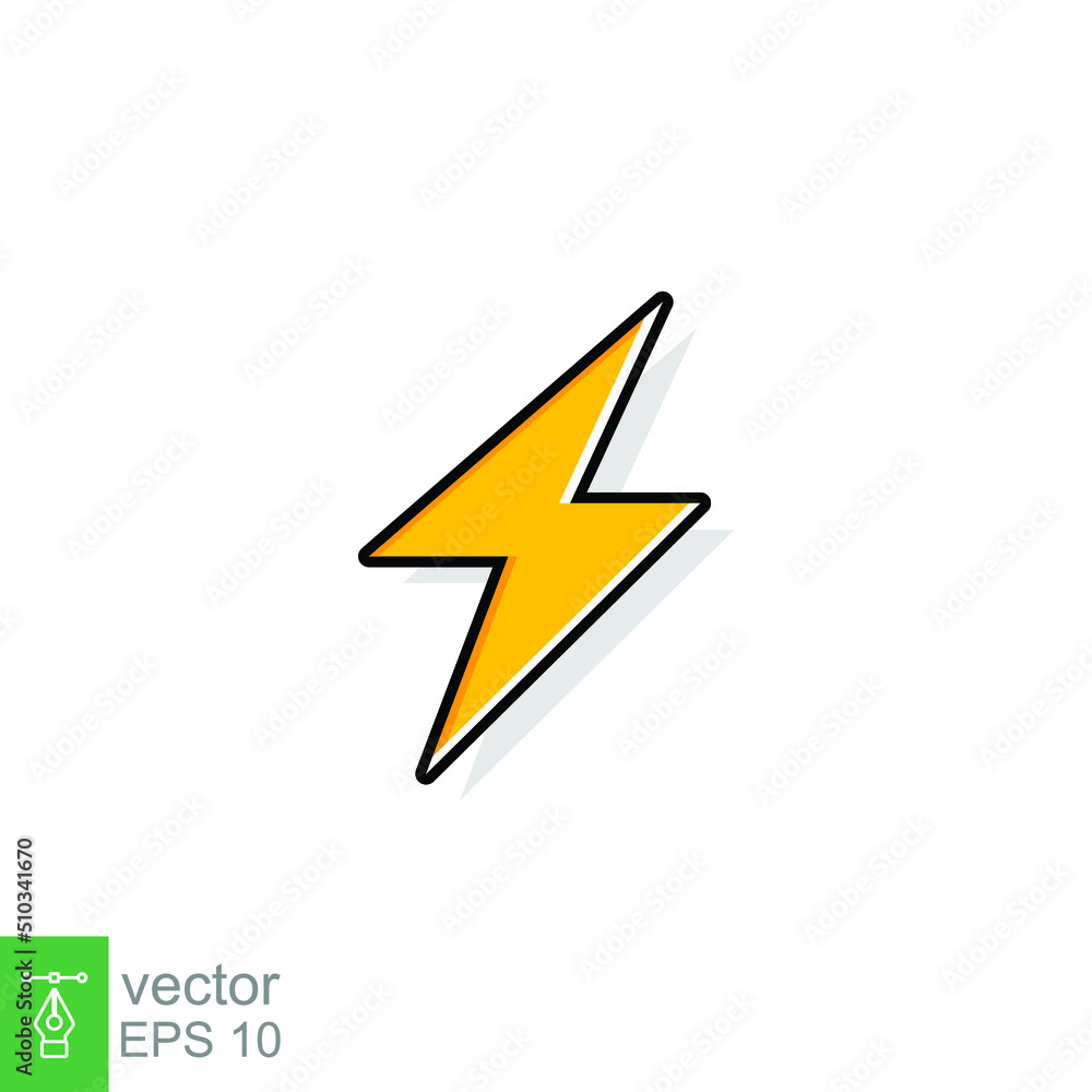 Thunder and bolt lighting flash icon. Flat style on white background. Vector illustration isolated. EPS 10. Thunder and bolt lighting flash icon. Flat style on white background. Vector illustration isolated. EPS 10.