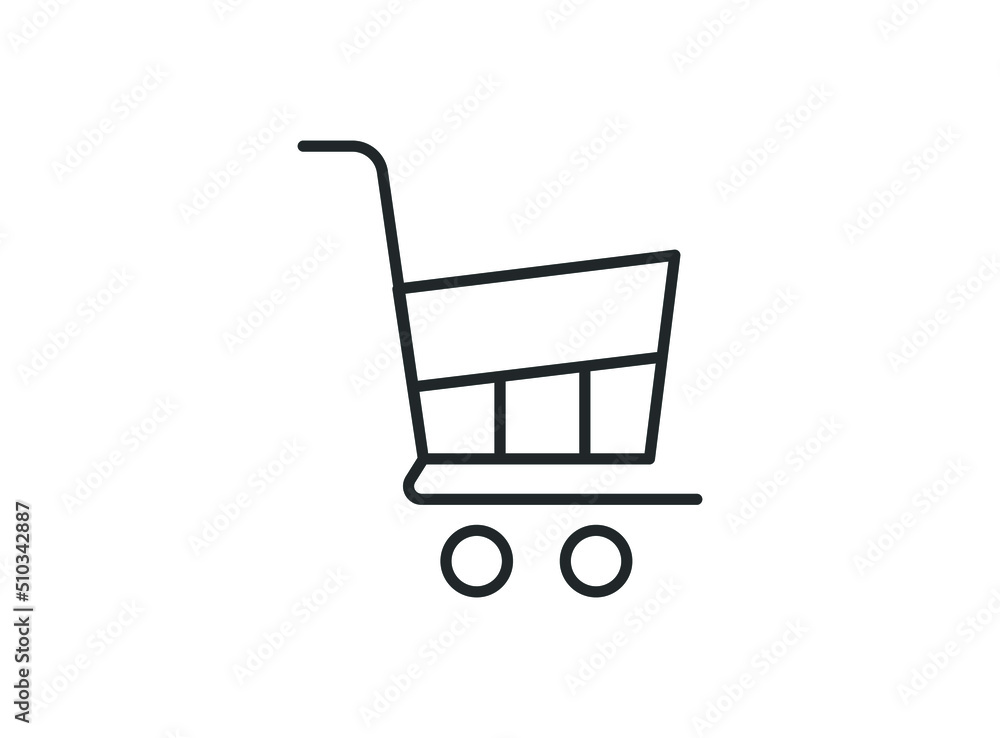 Shopping cart icon in flat style. Trolley vector illustration on white isolated background.