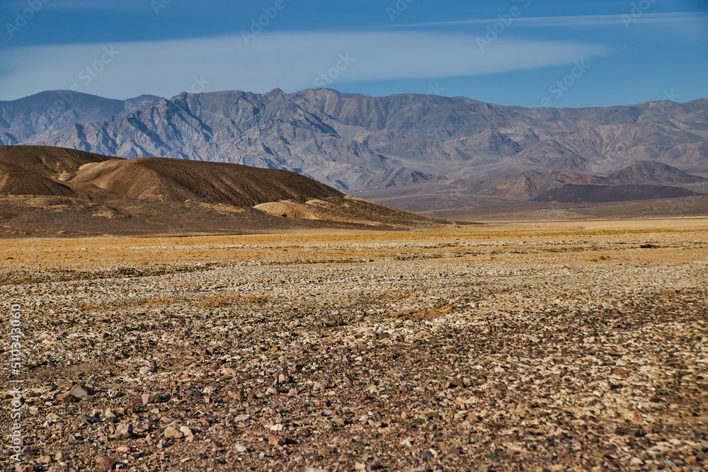 Sandy desert plains and mountains of Death Valley