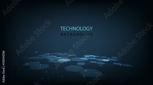 Hexagon pattern background.Geometric abstract background with hexagons on dark blue color background.vector graphics.