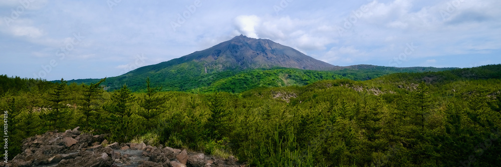 【鹿児島】有村溶岩展望所から見る桜島（ワイド）