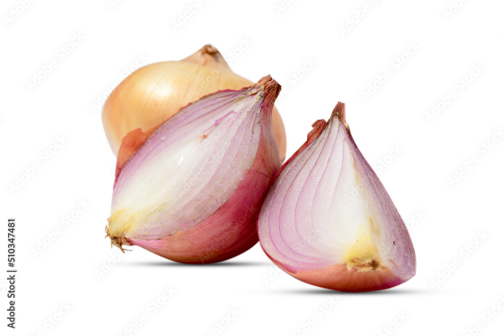 Fototapeta premium Red Onion and sliced onion isolated on white background