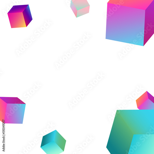 3D Quadrate Tapete - Fototapete Bright Block Vector White Background. Rainbow