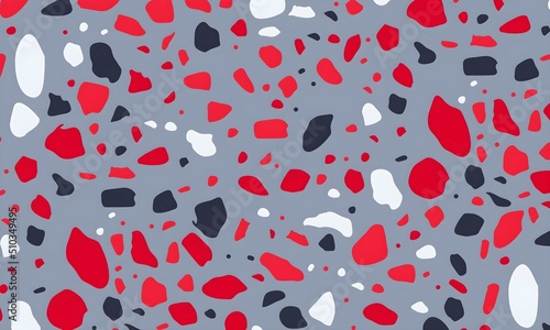 Terrazzo flooring vector seamless pattern in cool colors. Texture of classic italian type of floor in Venetian style composed of natural stone, granite, quartz, marble, glass and concrete